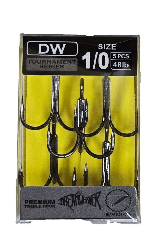 2X Treble hook , Black, 1/0,5pcs per pack